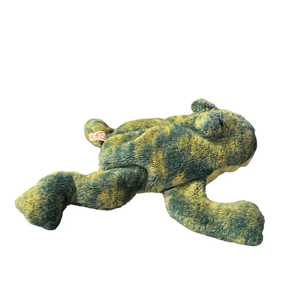 Ty Croaks stuffed frog beanie‎ in green and yellow made in 2004